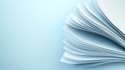 Abstract composition of overlapping pages in soft light tones.