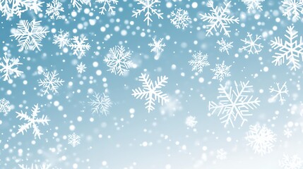 Falling Snowflakes on a Blue Background