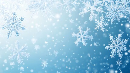 Falling Snowflakes on a Blue Background