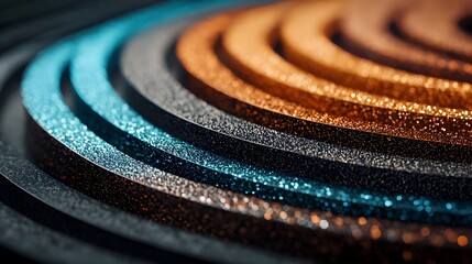 Abrasive tape sections, multicolored layers, sharp texture focus