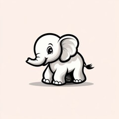 Obraz premium Playful baby elephant illustration cute design digital art minimalist background whimsical concept for children