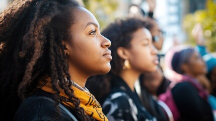 Obraz premium Racial justice and community resilience: Showcasing solidarity and resilience in urban communities, photography style, photo of