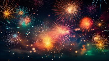 Fototapeta premium fireworks in the night sky background wallpaper