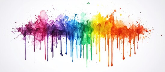 Fototapeta premium Vibrant Rainbow Watercolor Splashes: A Symphony of Colors