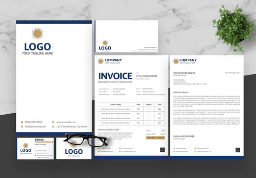 Blue And Brown Stationery Set