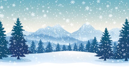 Obraz premium Snowy Winter Forest Landscape