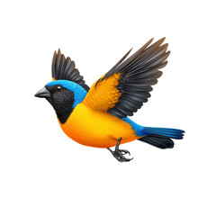Obraz premium Vibrant Blue-and-Orange Bird in Flight, Detailed Illustration