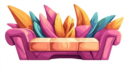 Stylized sofa with vibrant, colorful crystals.