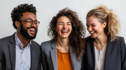 three people laughing
