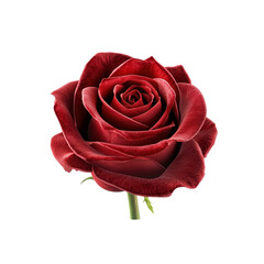 Naklejka premium Single Deep Red Rose on White Background - Close-up