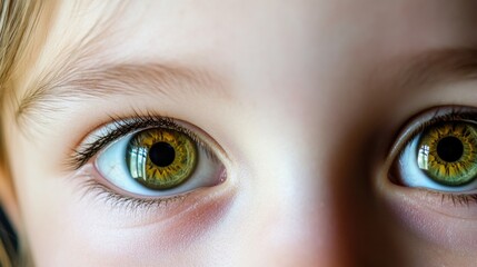 Naklejka premium The eyes of a young student eagerly participating in a STEM workshop, Symbolizing curiosity and learning opportunities in education, close-up photography style
