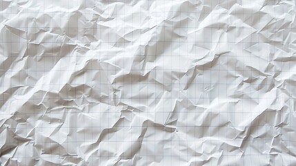 Obraz premium Crumpled grid paper, white. This image is perfect for backgrounds or textures in projects related to school, writing, or creativity.
