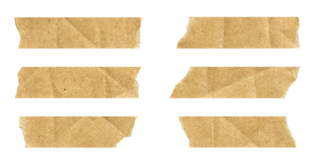 collection of adhesive tape pieces on a transparent background, 