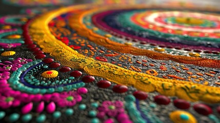 Obraz premium Colorful Indian Rangoli PNG Border Design Element 8K Resolution