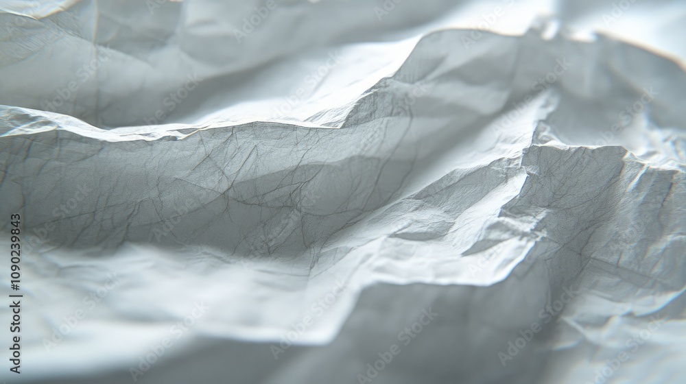 Aufkleber close-up of crumpled white paper textures with intricate lines and shadows capturing the natural bea