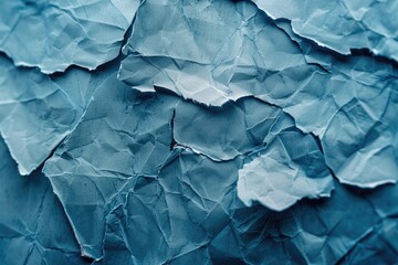 Fototapeta premium Crumpled blue paper texture. Ideal for adding texture and depth to your design projects, especially with a vintage or artistic theme.