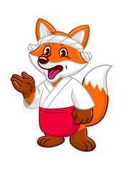 Fototapeta premium Happy Fox Japanese Chef Mascot Character