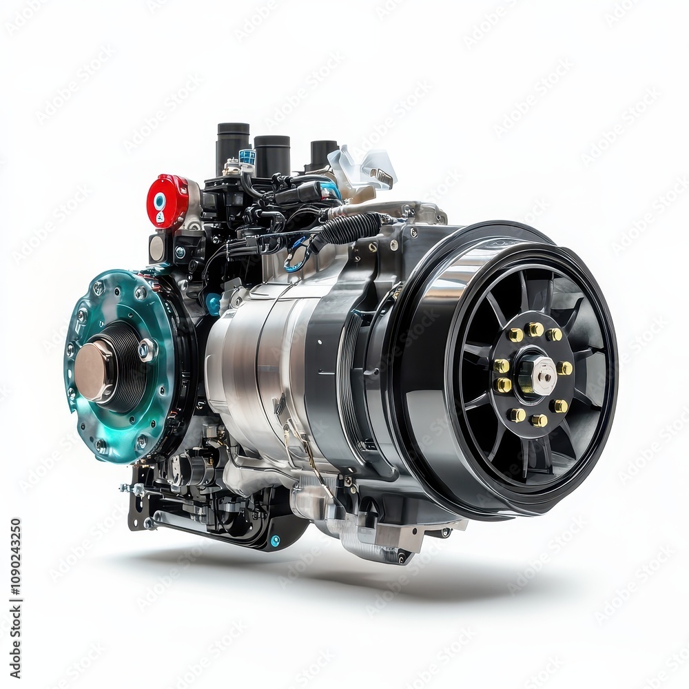 Aufkleber a detailed view of a high-performance engine showcasing its components and design.