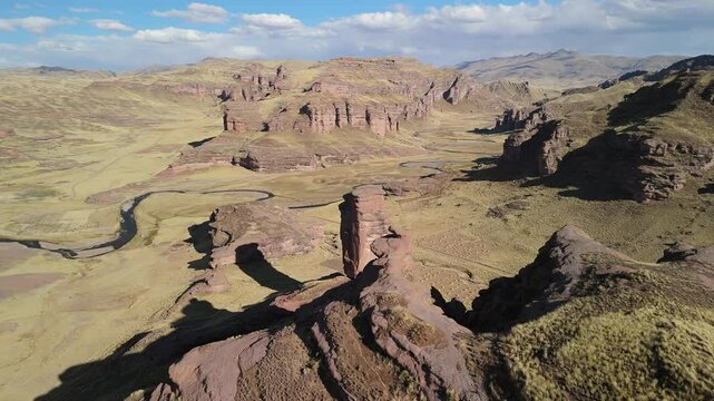 Aerial of Rocky Canyon Tinajani in Peru, Reverse