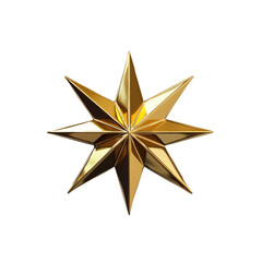 Obraz premium Luminous Gold Eight-Pointed Star on White Background