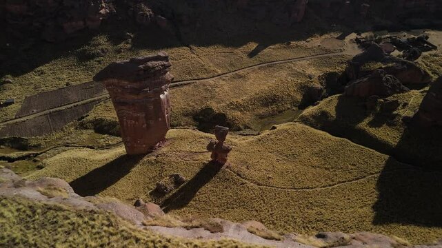 Aerial of Rocky Canyon Tinajani in Peru, Top-Down Reveal