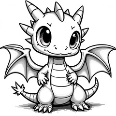 Obraz premium Adorable Baby Dragon with Big Eyes