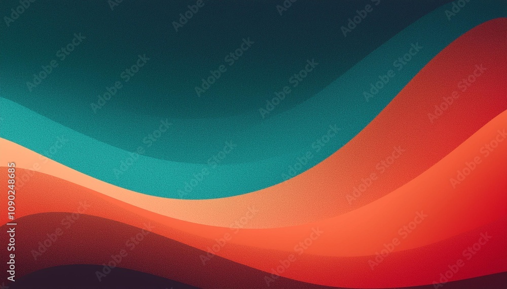 Poster abstract wavy pattern in shades of orange and teal creates a dynamic and energetic background