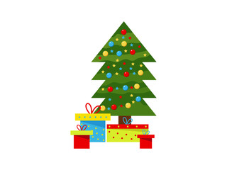 Fototapeta premium Christmas tree with gifts boxes for merry Christmas holiday celebration 