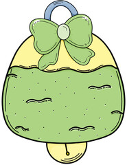 Green gold bell with ribbon