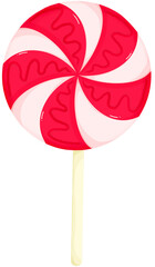 Red lollipop isolated on white on a stick