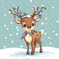 Fototapeta premium Reindeer with Christmas Lights