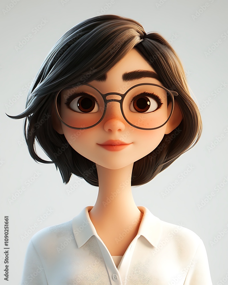 Poster clean 3d animated character in digital style