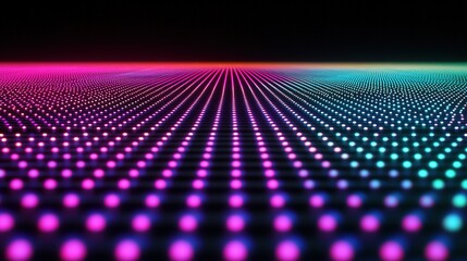 Minimal Background of Connected Glowing Dots in Vibrant Colors on a Black Canvas