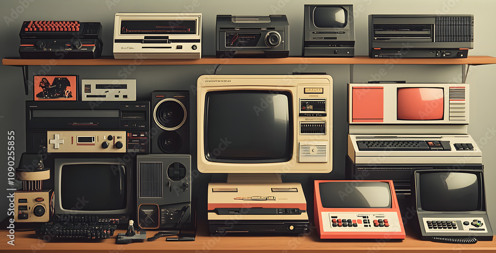 Poster retro computer and gaming console collection