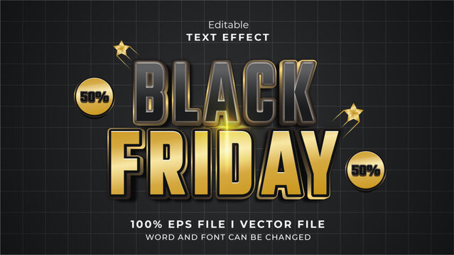 editable 3d golda black friday bold text effect.typhography logo