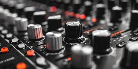 Naklejka premium Closeup of a Sound Mixer with Knobs and Buttons