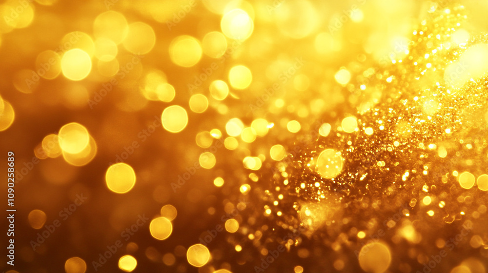 Poster sparkling golden bokeh lights create a festive and enchanting atmosphere in this vibrant background