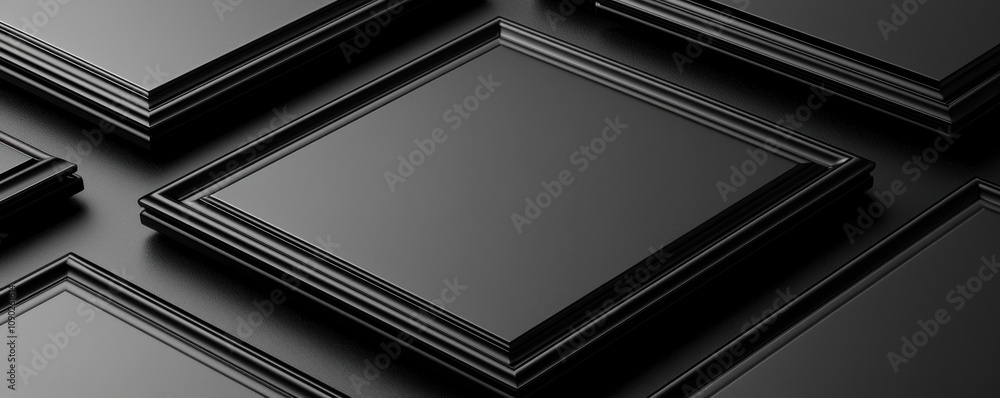 Poster black frames background modern minimalist design abstract square pattern