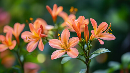 Obraz premium blurry flower blooming orange pink no background