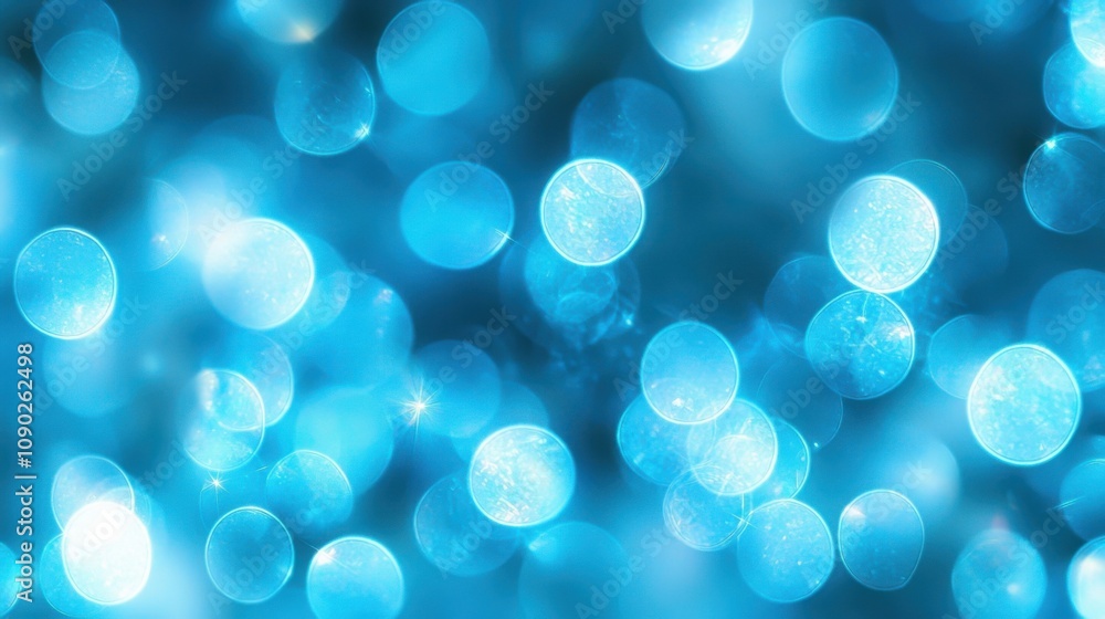 Poster abstract blue bokeh background festive lights shiny circles sparkling texture
