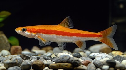 Obraz premium Orange Red Stripe Fish Aquarium Freshwater Colorful Pet