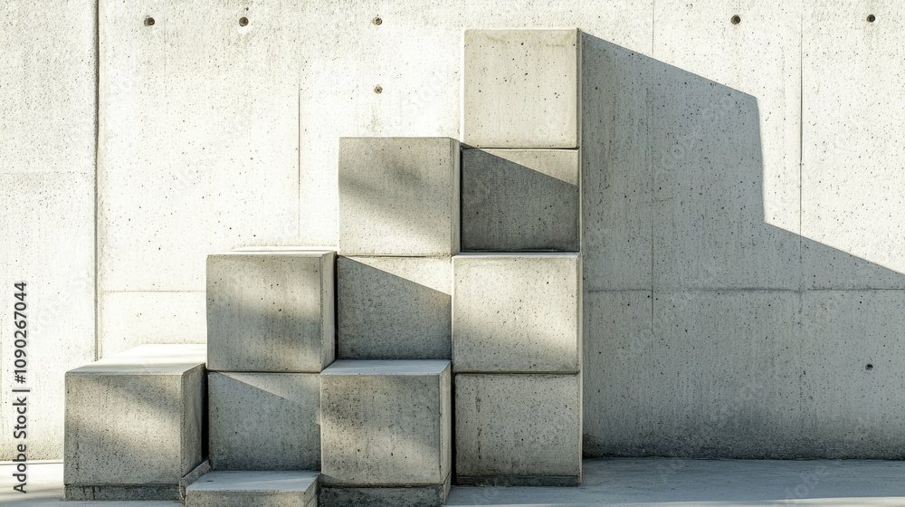 Poster concrete cubes in minimalist design highlighting geometric shapes and shadows for modern architectur