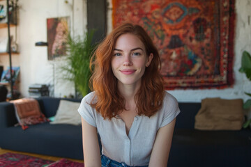 Fototapeta premium A 30-year-old European and American working woman