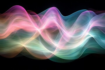 Obraz premium Colorful abstract wave pattern on black background.