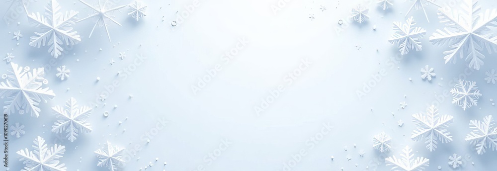 Poster a white background with snowflakes scattered around it