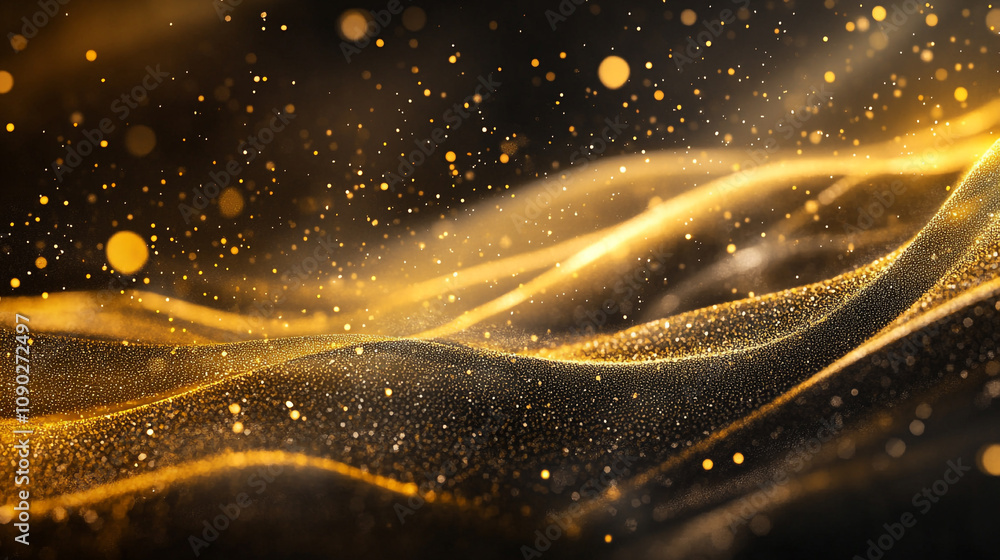 Aufkleber shimmering golden waves illuminated by soft light create an enchanting atmosphere