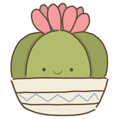 cute cartoon cactus with white background