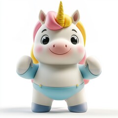 Fototapeta premium Cute Cartoon Unicorn with Big Eyes