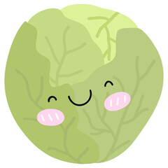 Cute Green cabbage cartoon set