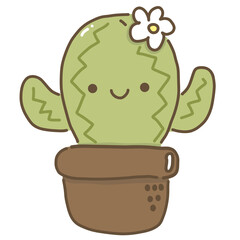 cute cartoon cactus with white background